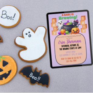 Baby is Brewing, Bubbling Cauldron Baby Shower Invitation