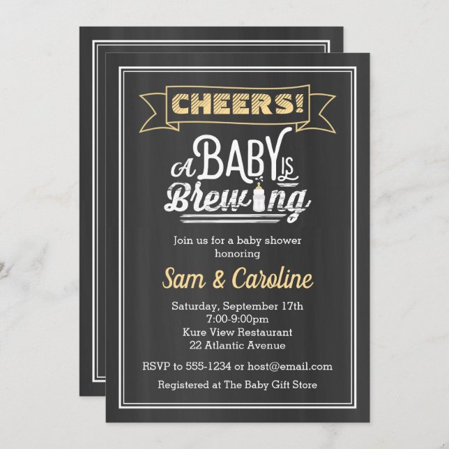 Baby is Brewing Chalkboard Baby Shower Invitation (Front/Back)