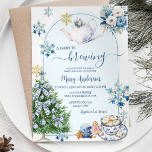 Baby Is Brewing Chinoiserie Tea Party Baby Shower Invitation