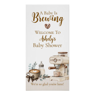 Baby is Brewing Coffee Baby Shower Banner Poster