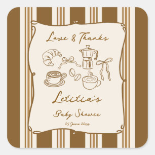 Baby is brewing coffee baby shower favor square sticker