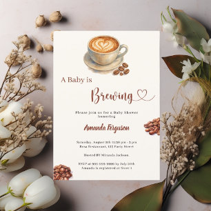 Baby is Brewing coffee Baby Shower Invitation