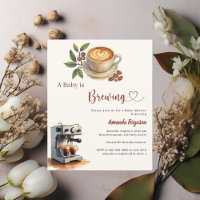 Baby is Brewing coffee Baby Shower invitation