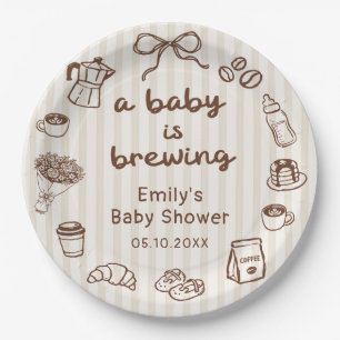 Baby is Brewing Coffee Baby Shower Paper Plates