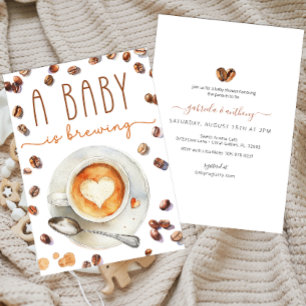 Baby Is Brewing Coffee Baby Shower   Watercolor  Invitation