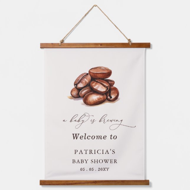 Baby is Brewing Coffee Baby Shower Welcome Sign Hanging Tapestry (Front)