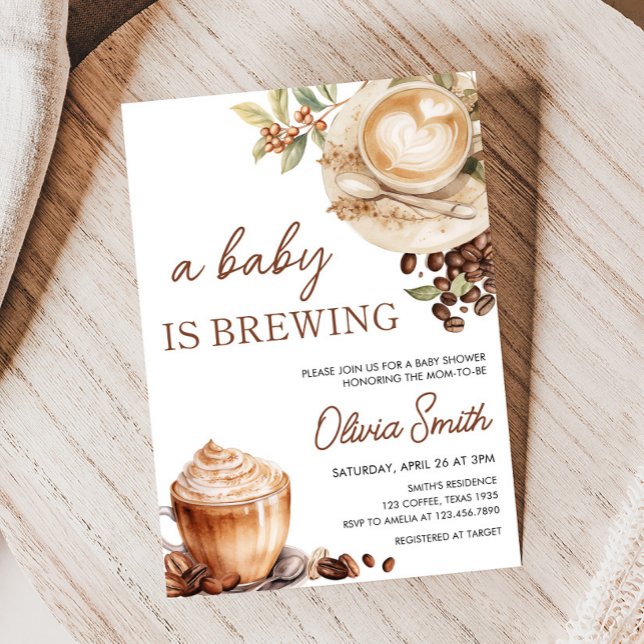 Baby is Brewing Coffee Bean Baby Shower Invitation (Baby is Brewing Coffee Baby Shower Invitation)