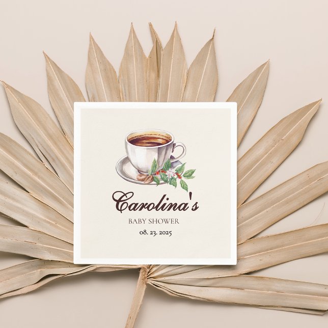 Baby is Brewing Coffee brown Baby Shower Napkin (Creator Uploaded)