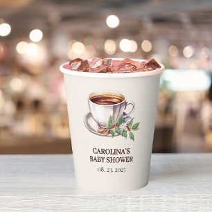 Baby is Brewing Coffee brown Baby Shower Paper Cups
