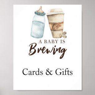 Baby is brewing coffee Cards and gifts baby shower Poster
