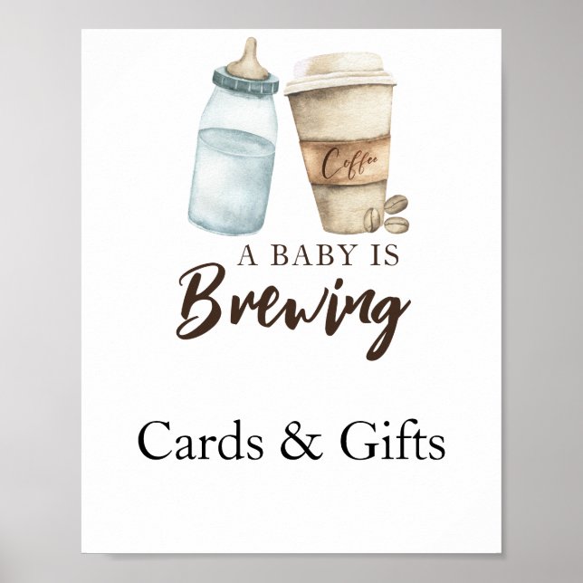 Baby is brewing coffee Cards and gifts baby shower Poster (Front)