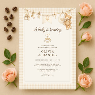 Baby is Brewing Coffee Clothesline Couples Shower Invitation