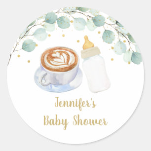Baby Is Brewing Coffee Greenery Baby Shower Classic Round Sticker