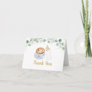 Baby Is Brewing Coffee Greenery Thank You Card
