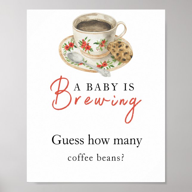 Baby is brewing coffee How many coffee beans Poster (Front)