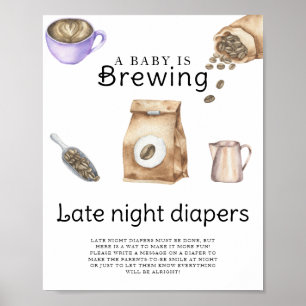 Baby is brewing coffee Late night diapers game  Poster