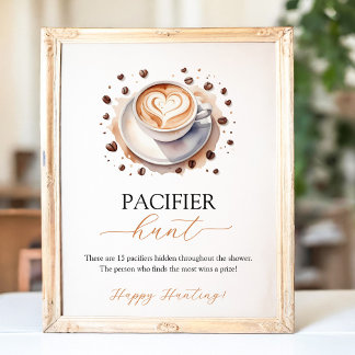 Baby is Brewing Coffee Pacifier Hunt Game Sign