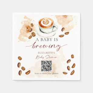 Baby Is Brewing Coffee Photo Share QR Code Napkin