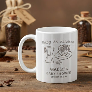 Baby is Brewing Coffee Stripes Baby Shower Mug