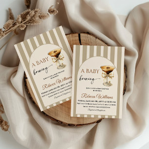 Baby is Brewing Coffee Theme Beige Bow Baby Shower Invitation
