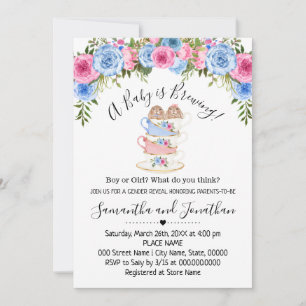 Baby is Brewing Easter Gender Reveal Tea invite