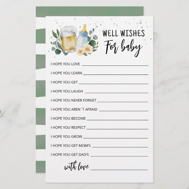 Baby Is Brewing Editable Well Wishes for the Baby (Front/Back)