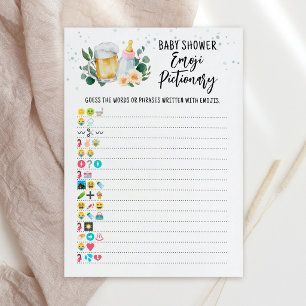 Baby Is Brewing Emoji Pictionary Game Pink Card