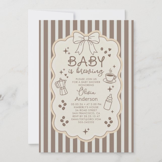 Baby is Brewing Espresso Coffee Party Baby Shower Invitation (Front)