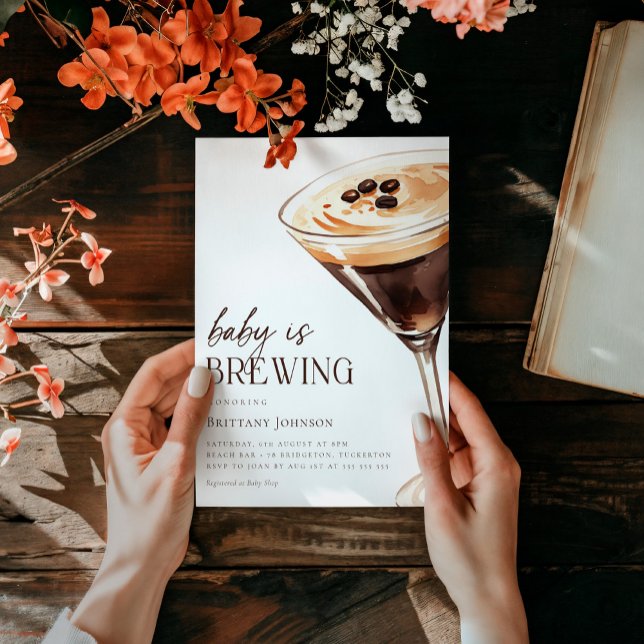 Baby is Brewing Espresso Martini Baby Shower Invitation (Creator Uploaded)