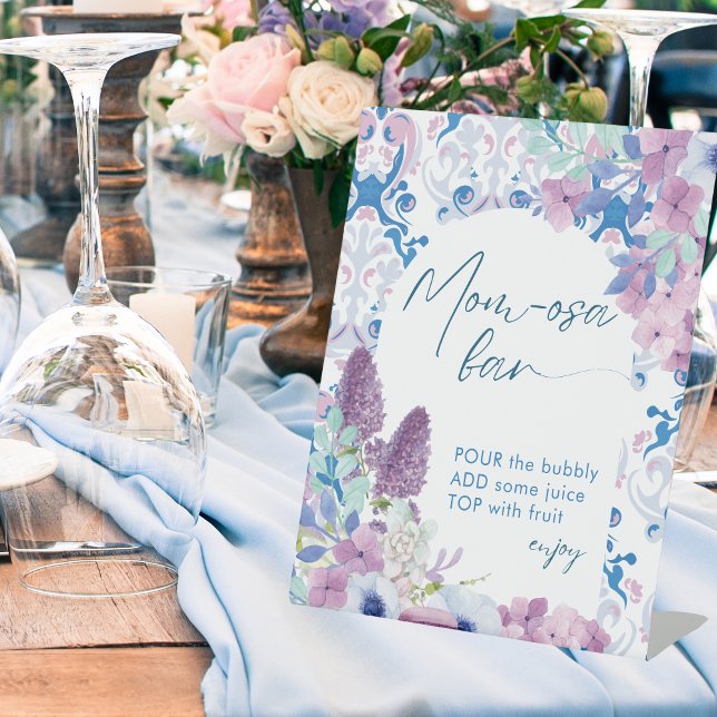 Baby is brewing floral Baby Shower Mimosa bar  Pedestal Sign (Creator Uploaded)