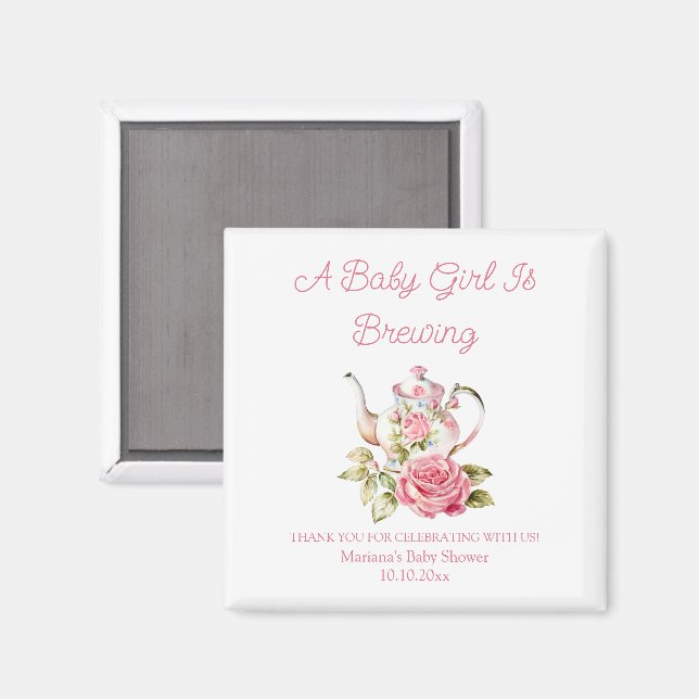 baby is brewing floral tea party girl baby shower  magnet (Front/Back)