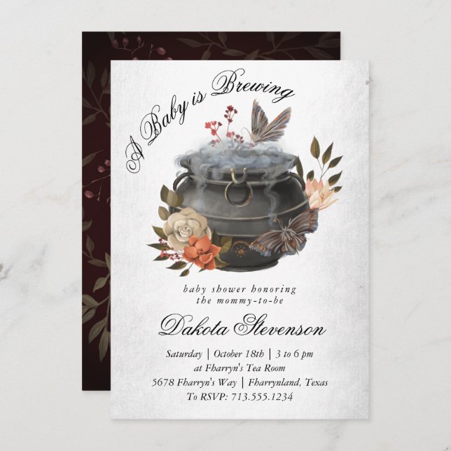 Baby is Brewing | Fun Halloween Style Baby Shower Invitation (Front/Back)