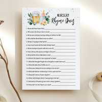 Baby Is Brewing Game Nursery Rhyme Quiz Pink card
