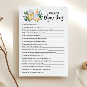 Baby Is Brewing Game Nursery Rhyme Quiz Pink card