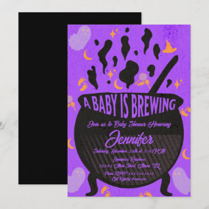 Baby is Brewing Ghost Groovy Retro Baby Shower  Invitation