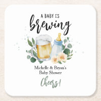 Baby Is Brewing Greenery Baby Shower Cheers