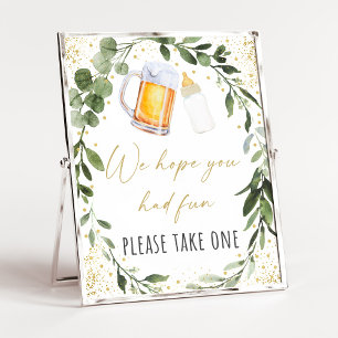 Baby Is Brewing Greenery Baby Shower Favour Sign