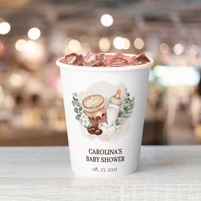 Baby is Brewing greenery Coffee Baby Shower Paper Cups (Creator Uploaded)