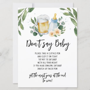 Baby Is Brewing Greenery Don't Say Baby Game Invitation