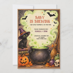 Baby Is Brewing Halloween Baby Shower Invitation