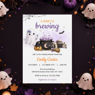 Baby Is Brewing Halloween Baby Shower Invitation