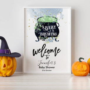 baby is brewing Halloween Baby Shower Welcome Sign