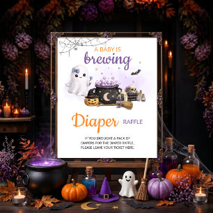 Baby Is Brewing Halloween Diaper Raffle Table Sign