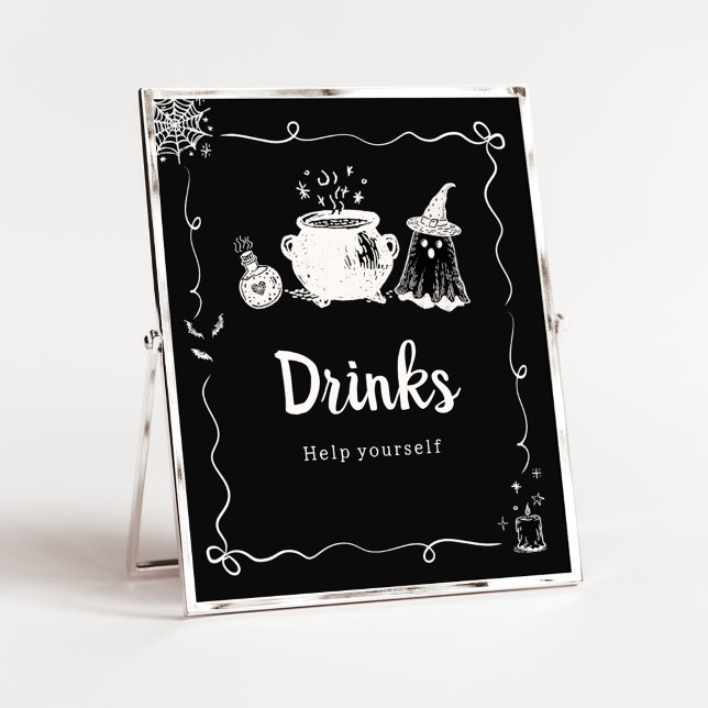Baby is Brewing Halloween Drinks Sign (Hand Drawn A Baby is Brewing Baby Shower Drinks Sign)