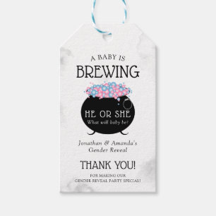 Baby Is Brewing Halloween Gender Reveal Thank You Gift Tags