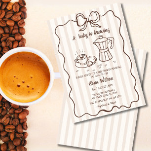 Baby is Brewing Hand Drawn Coffee Baby Shower  Invitation