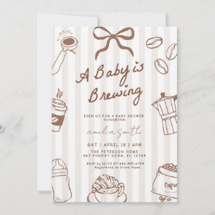 Baby is Brewing Hand Drawn Coffee Shower Invitation