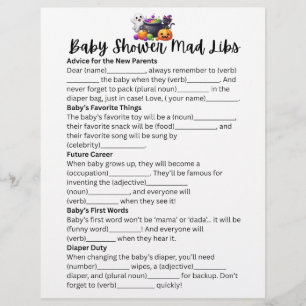 Baby is Brewing Mad Libs Game Flyer