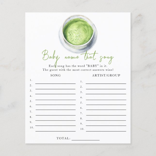 Baby is brewing matcha - Name that song game (Front)