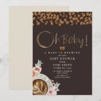 Baby Is Brewing Oh Baby Dark Coffee Floral Shower